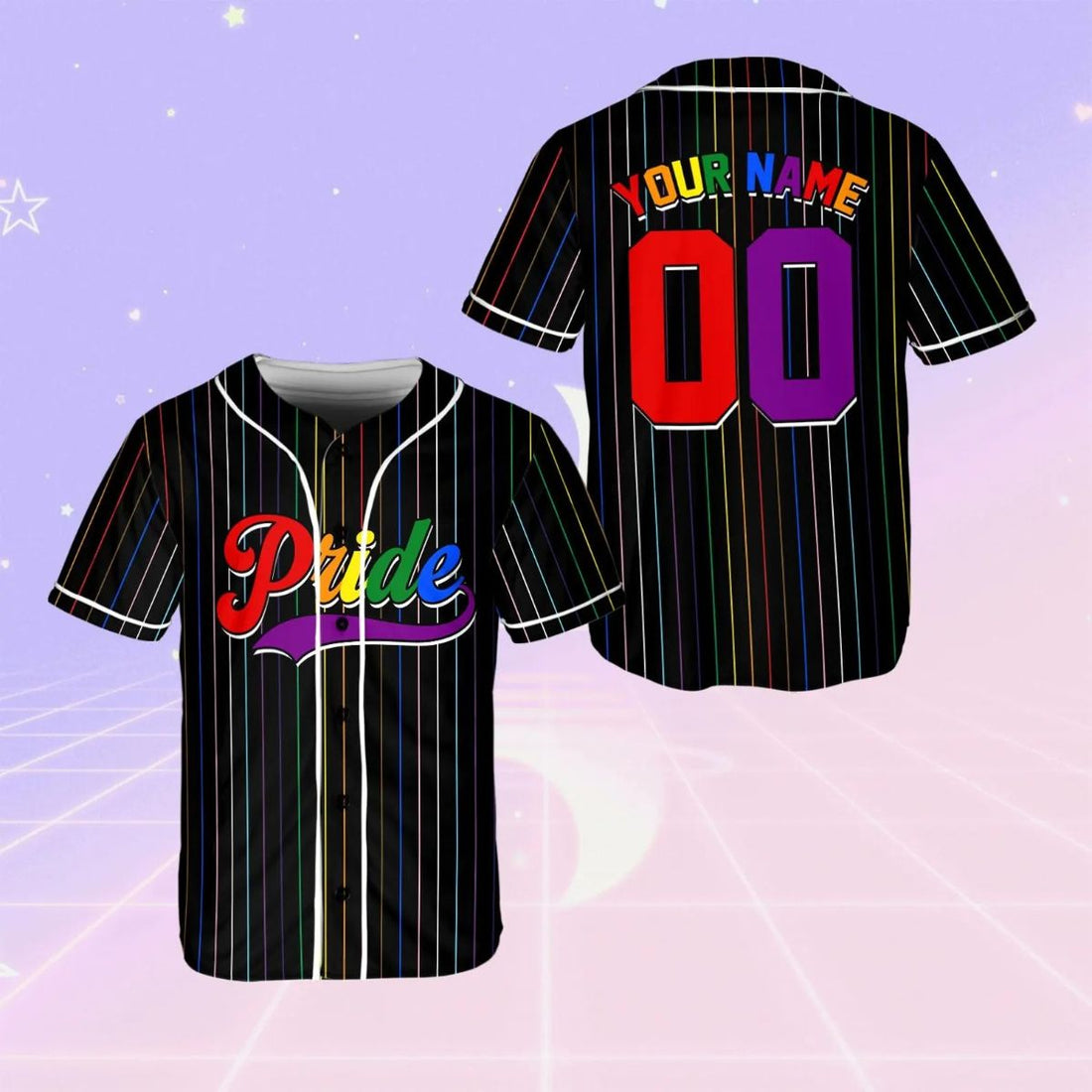 Personalized Rainbow Striped Black Jersey