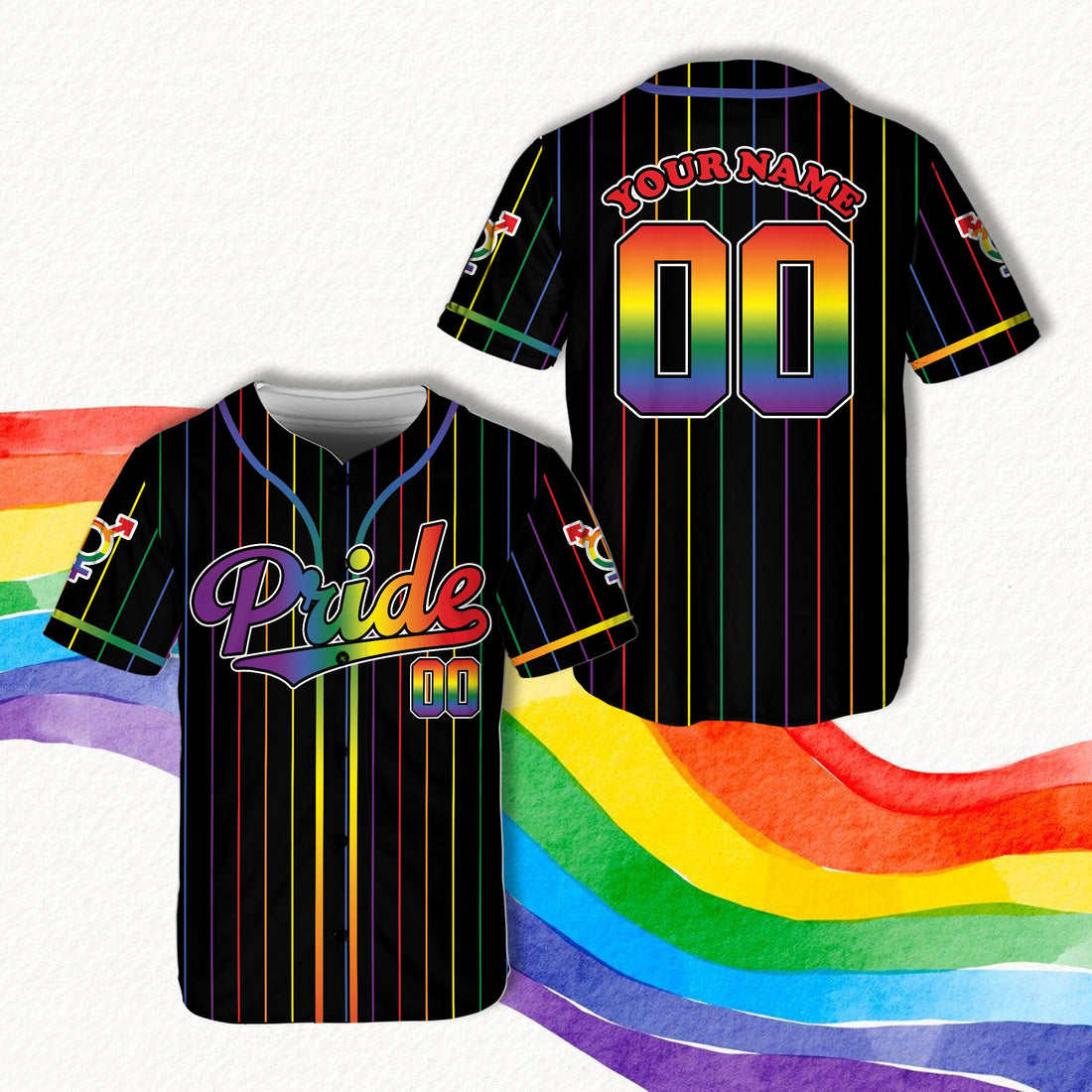 LGBTQ Baseball Custom Pride Rainbow Matching Jersey