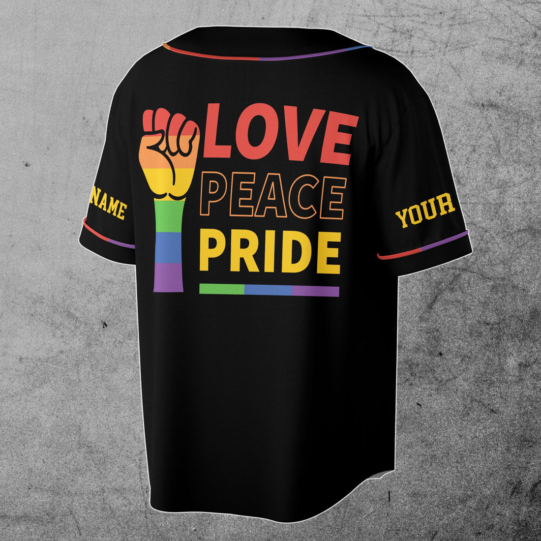 Love Peace Pride  - Customize Rainbow LGBT Pride Unisex Baseball Jersey