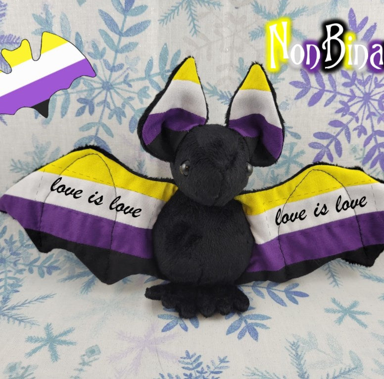 NonBinary Batling! - Stuffed Plush Bat, Made to Order, Doll, Plushie, Softie, Sensory Plush, Toy, Gift, Stuffed Animal, Weighted, Cute