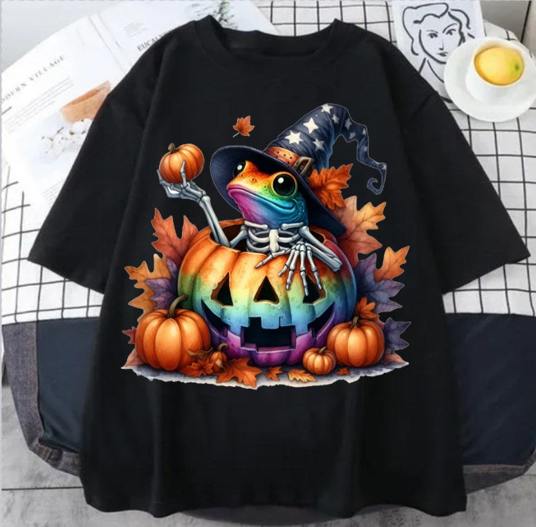 Frog Clipart Witch Hat, Skeleton - Custom Halloween T-shirt