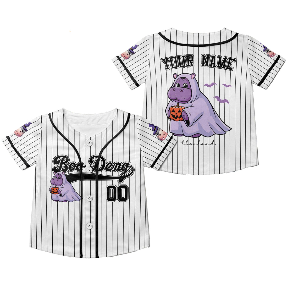 Personalize Moo Deng Halloween Cute Baseball Jersey