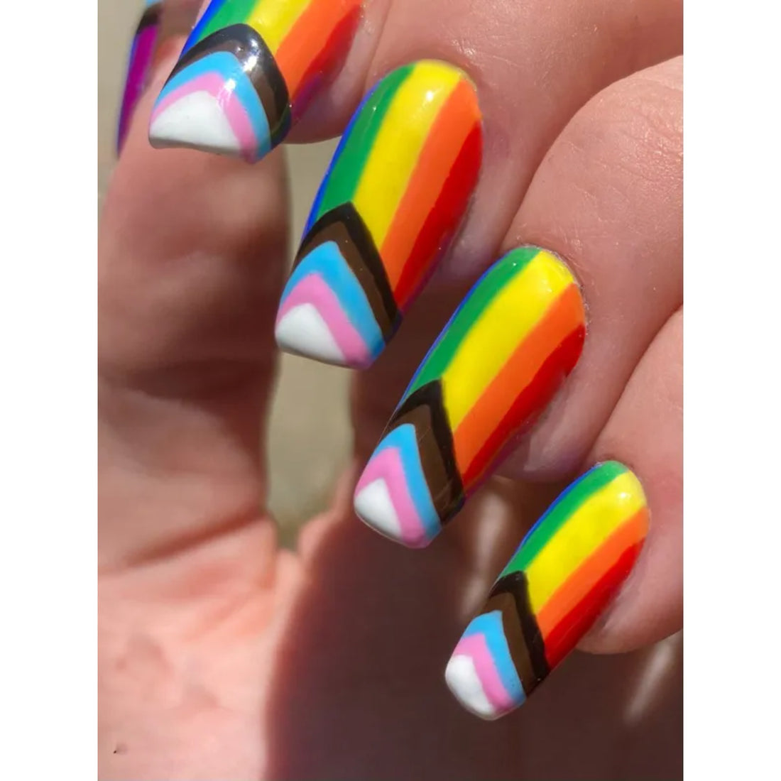 Progress pride flag nails