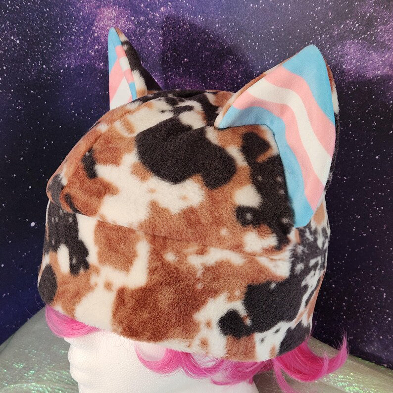 Proud Cow-Print Rainbow Flag Cat-Ear Hat