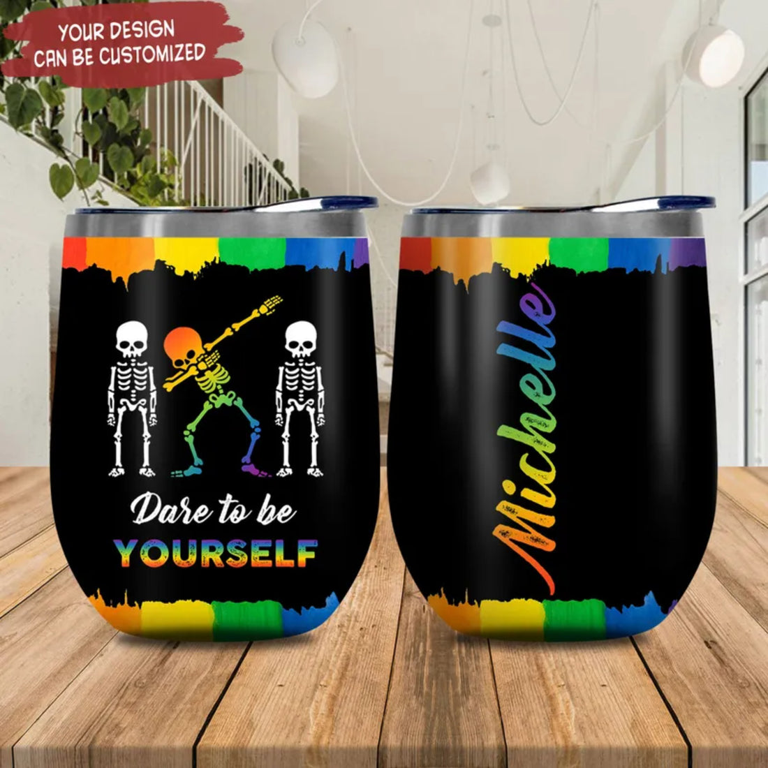 Personalized Lgbt Skull Stainless Steel Wine Tumbler – Personalized Wine Tumbler