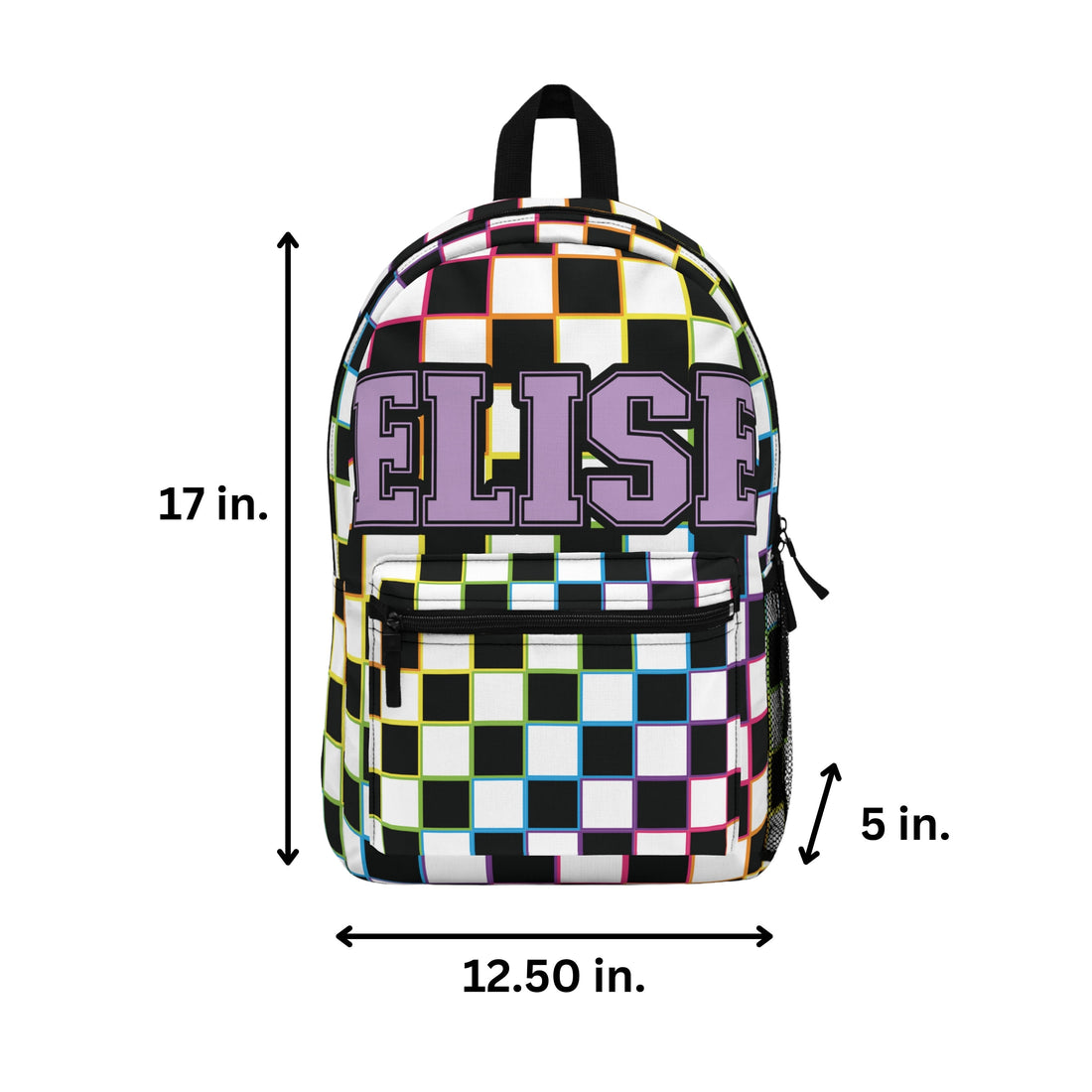 Custom Checkered Name Laptop Backpack, School Bag, Retro Checkerboard Knapsack School Book Bag, Back to School, Gift for Girls or Boys