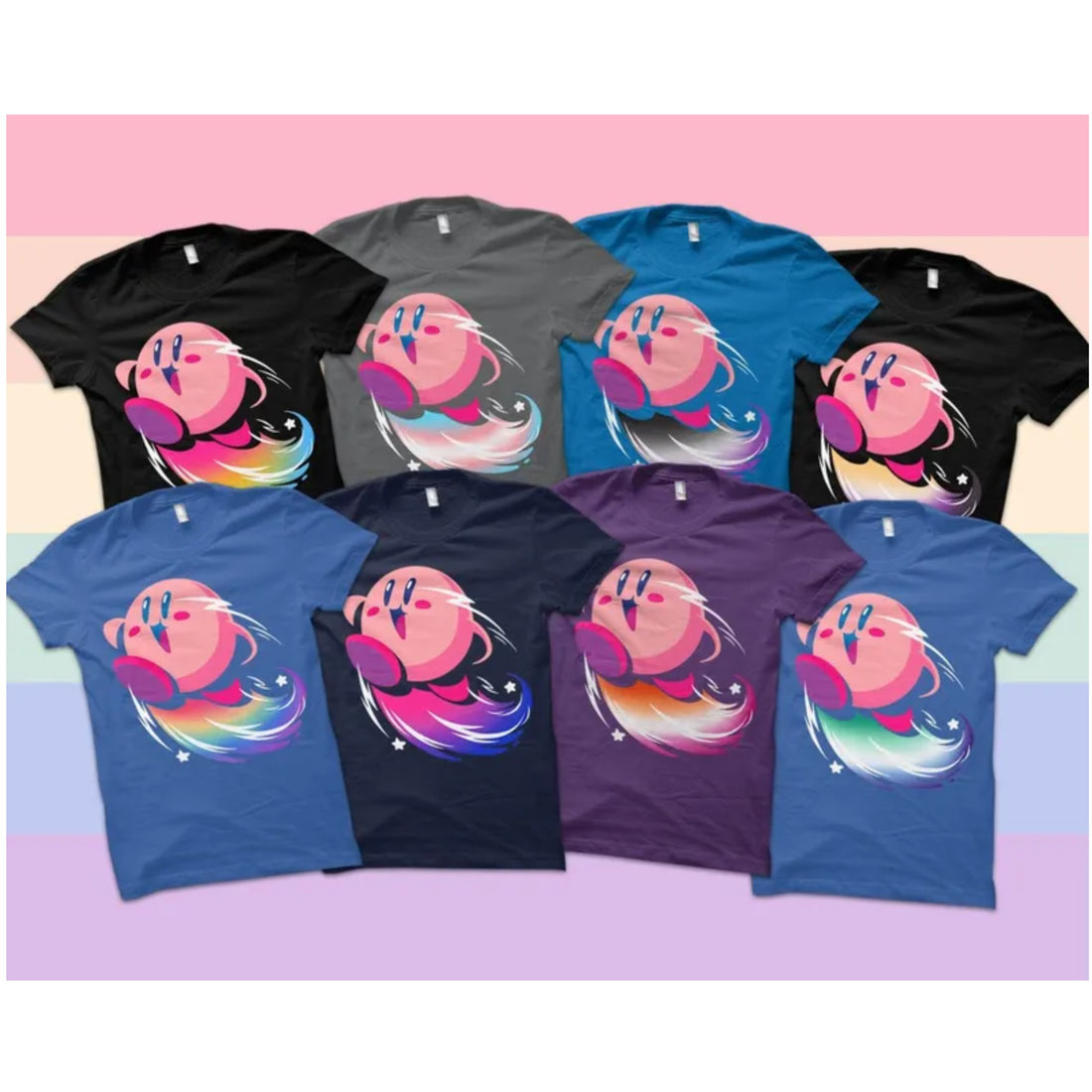 Kirby  - Custom Kawaii Rainbow Pride Flag