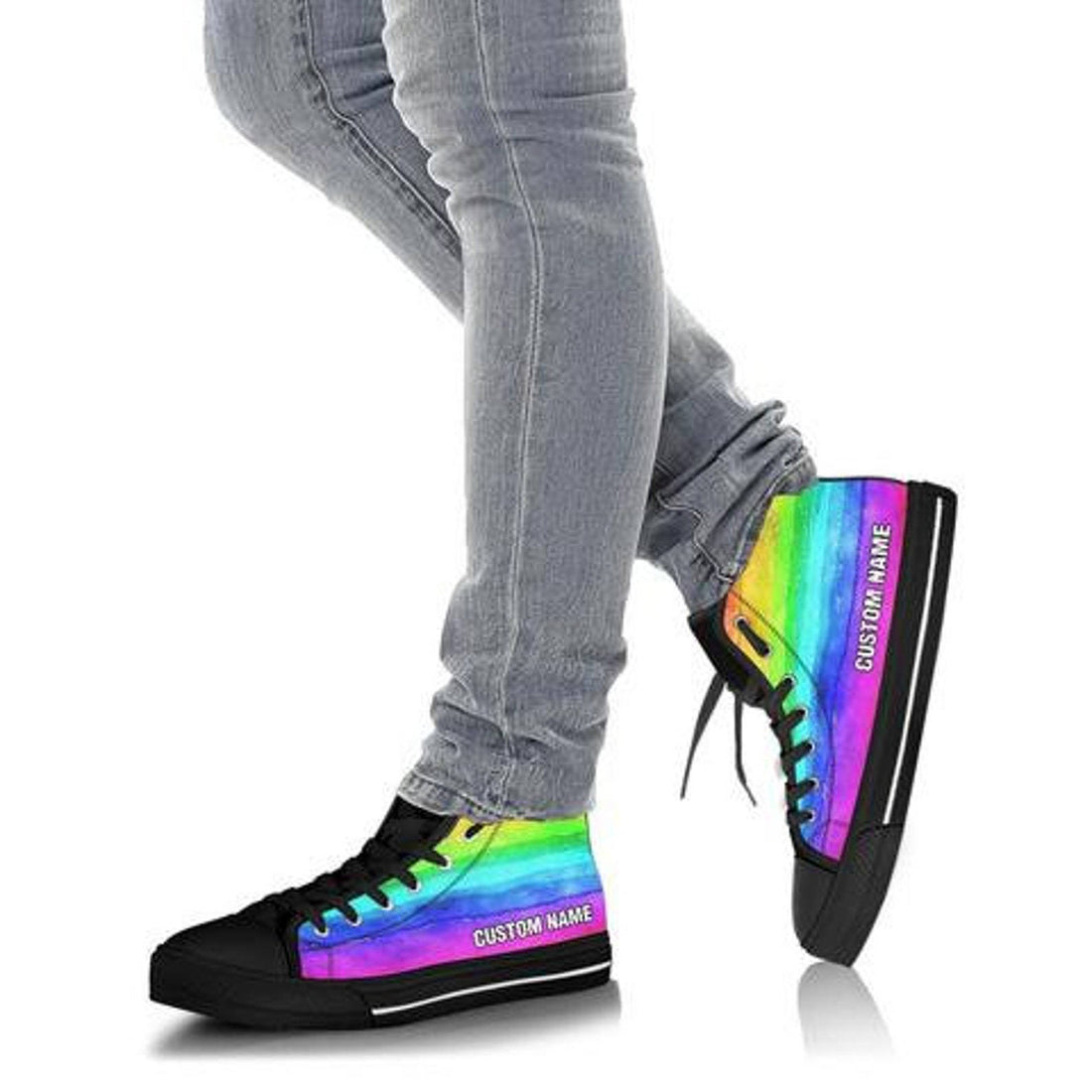 Rainbow Custom Name High Top Sneakers/ Rainbow Custom Print Trainers Shoes / Rainbow Custom Name High Top Shoes / Rainbow Lover