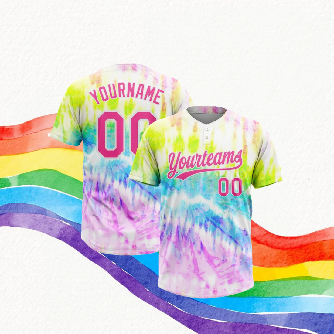 Custom Tie Dye Pink-White Sublimation Soccer Uniform Jersey