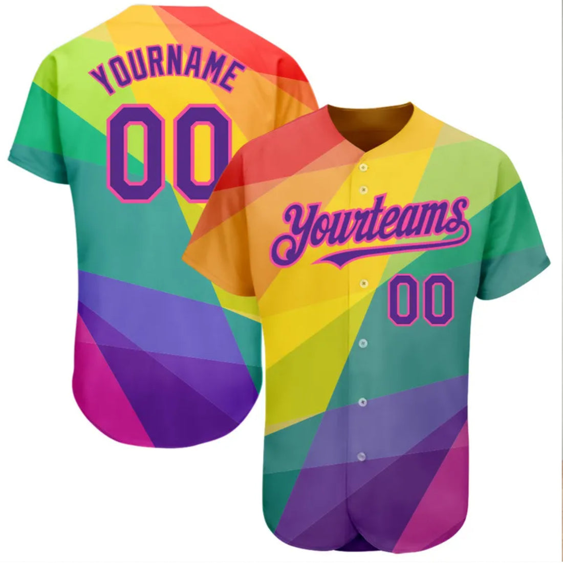 Custom Rainbow For Pride Baseball Jersey