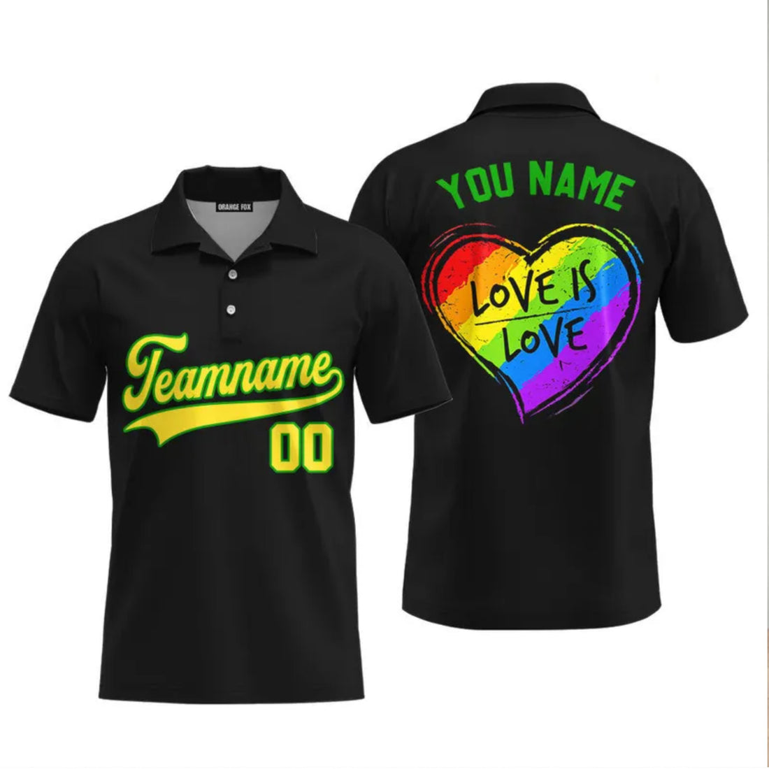 Love Is Love - Custom Rainbow Heart Pride Polo Shirt