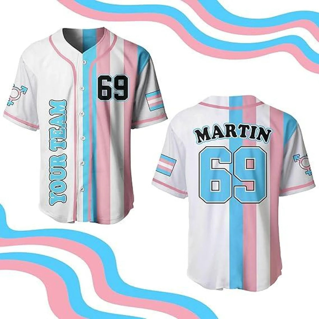Customizable Name & Number Transgender Pride Jersey