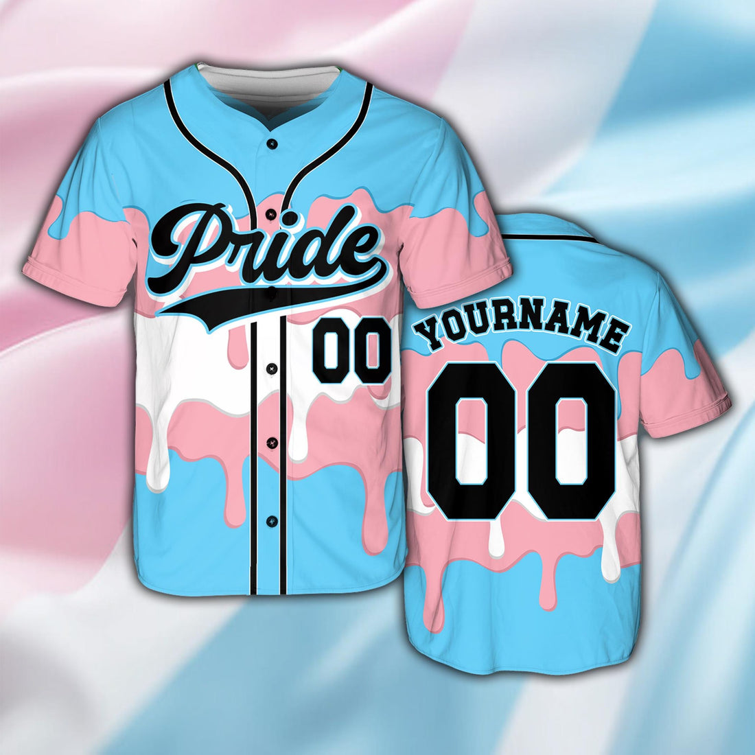Custom Transgender Pride Baseball Jersey
