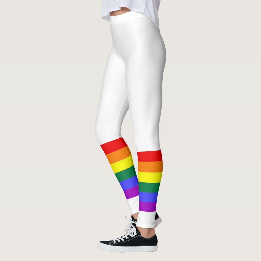 Colorful LGBT Rainbow Gay Pride Flag Custom Text Leggings