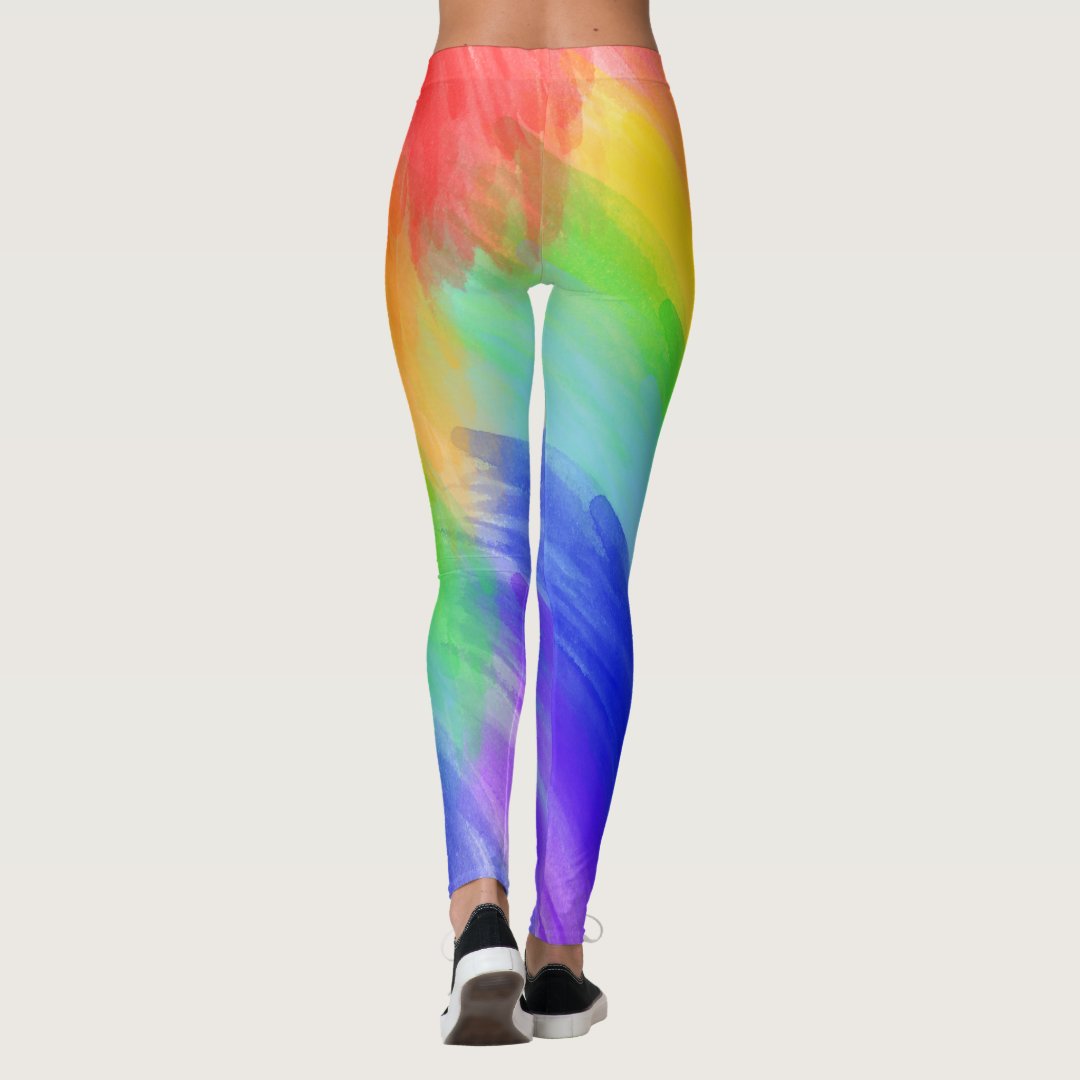 Love is Love LGBT Typography Watercolor Rainbow Leggings
